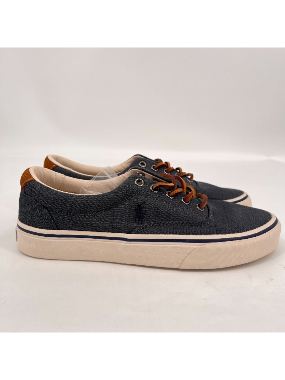 Polo Ralph Lauren Keaton Pony Sneaker Size 8 Chambray Herringbone Shoes